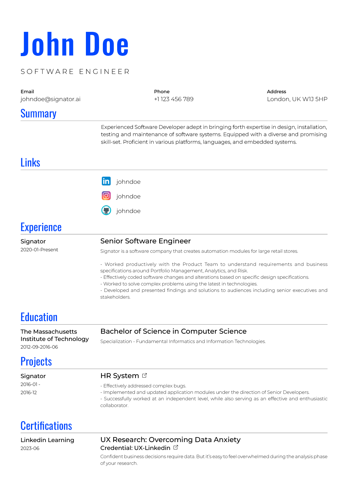 Resume template