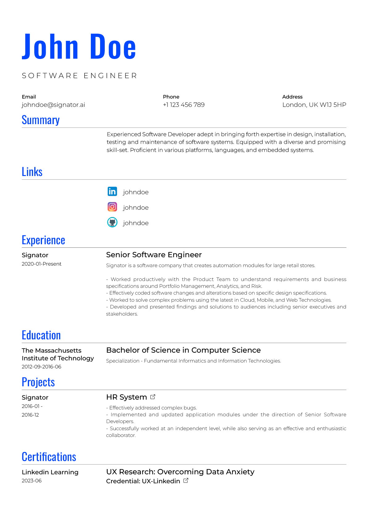 Resume template